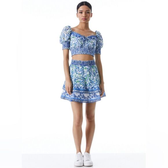 alice and olivia crawford mini dress Alice And Olivia Crawford Sweetheart Tiered Floral Mini Dress Romance Almond 10